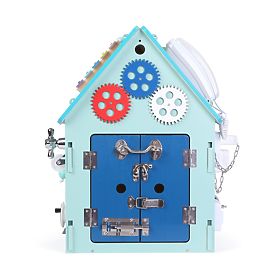 Wooden Activity Board House - Blue, 2Kids Toys