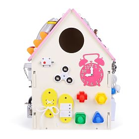 Wooden Activity Board House - Pink, 2Kids Toys