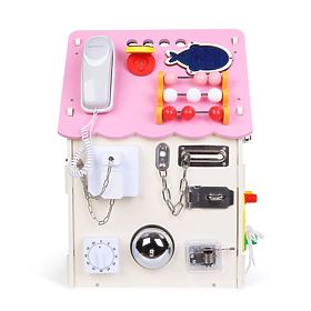 Wooden Activity Board House - Pink, 2Kids Toys