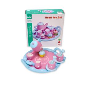 Wooden tea set with hearts, Lelin